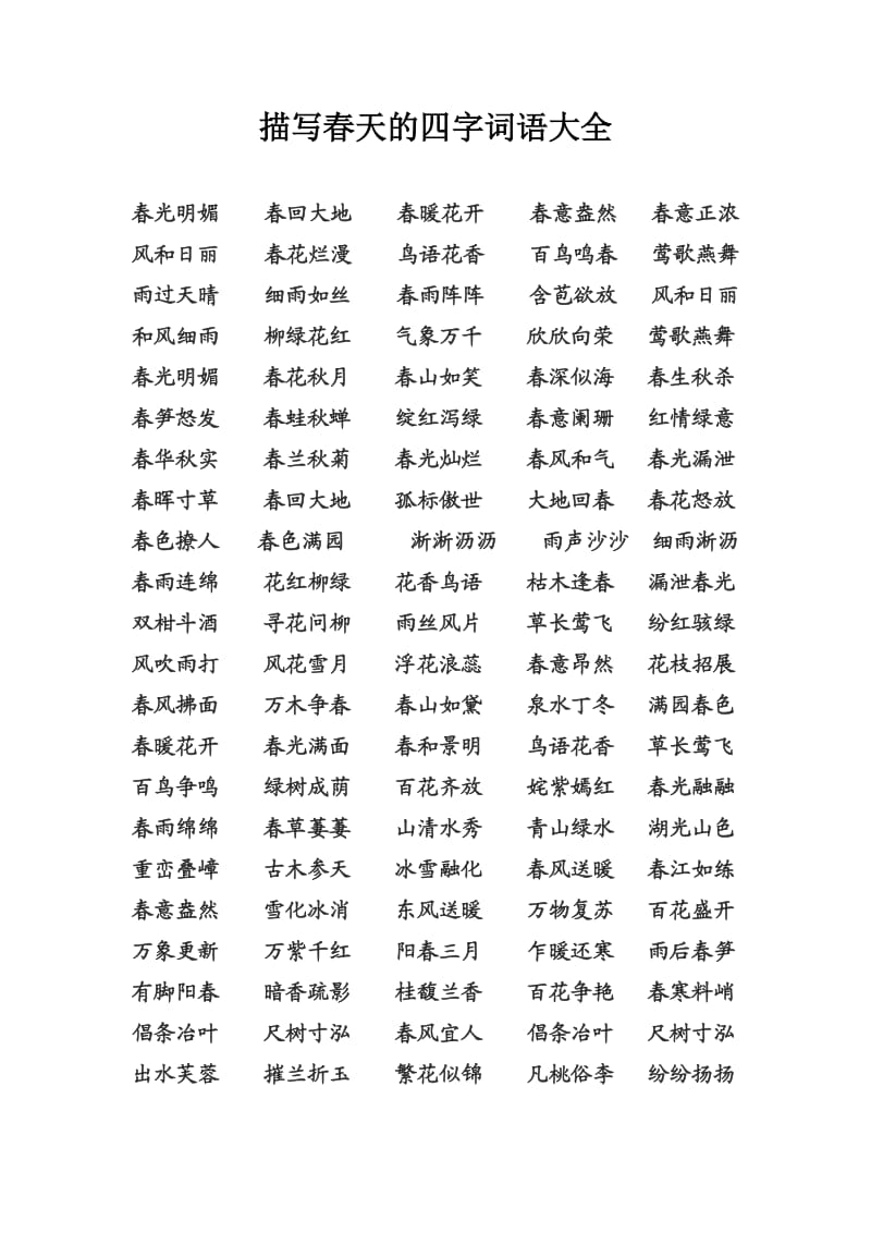 描写春天的四字词语大全.doc_第1页