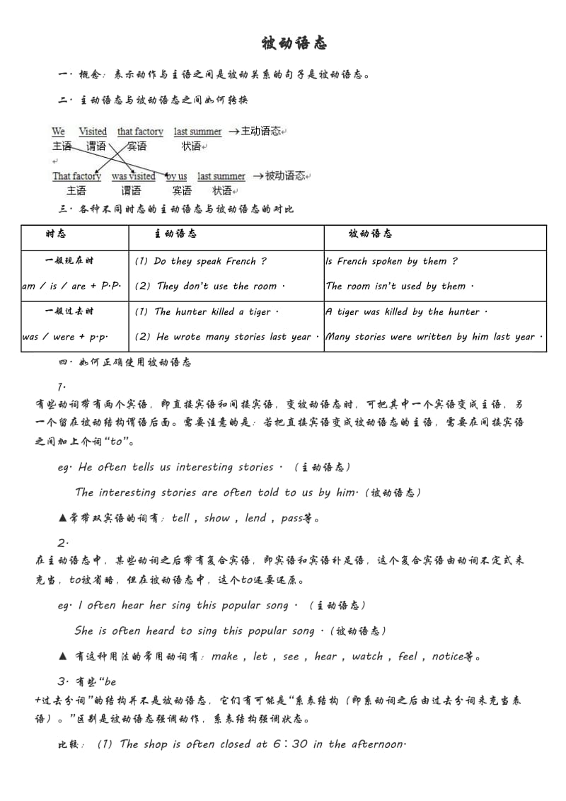 被动语态在一般现在时和一般过去时中的运用.doc_第1页