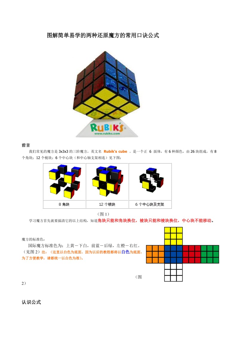 简单易学的两种还原魔方的口诀及公式图解.doc_第1页