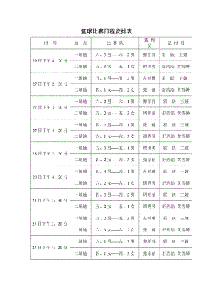 籃球比賽日程安排表.doc