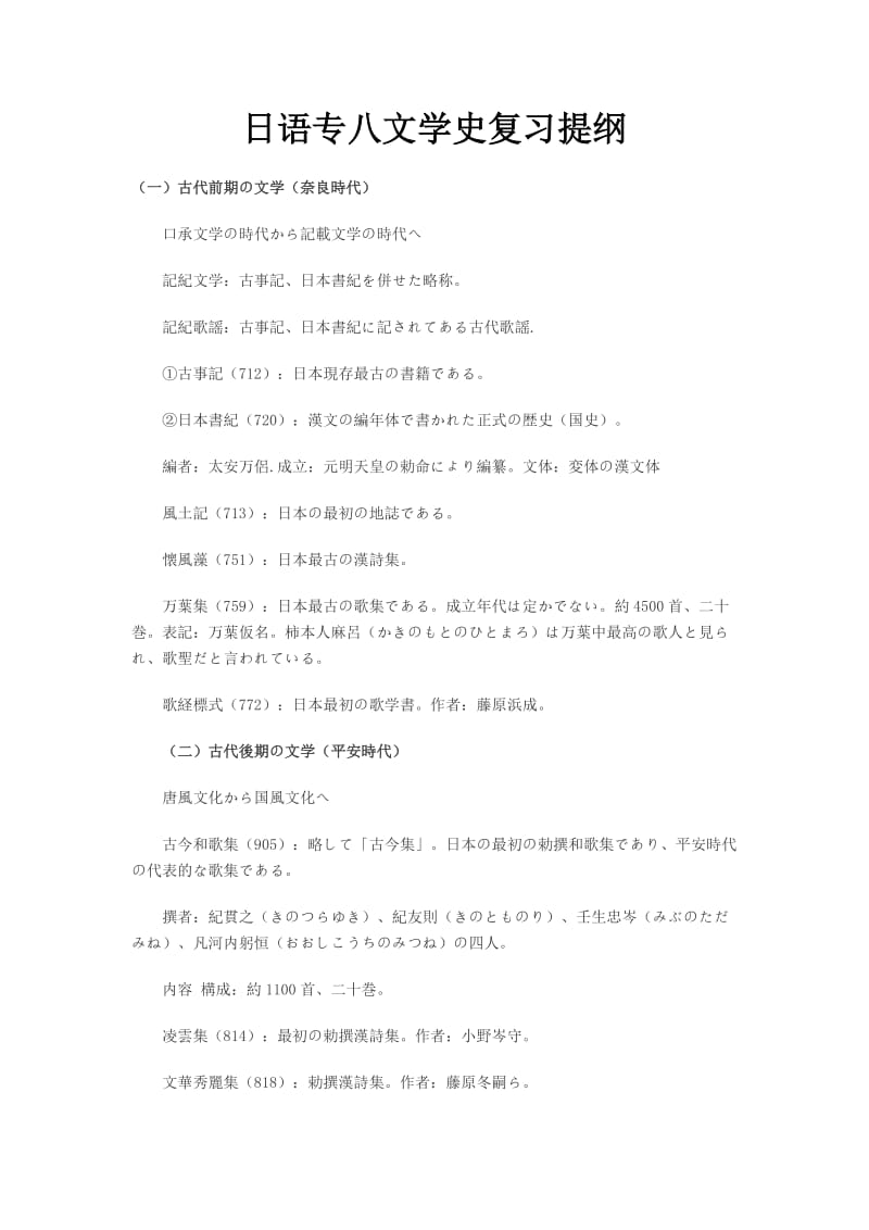 日语专八文学史复习提纲.doc_第1页