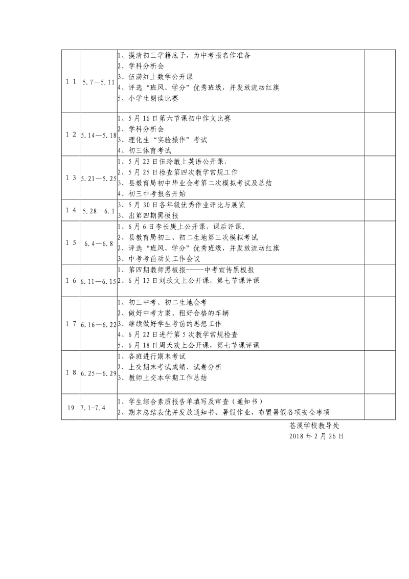 2018学上期教导处周工作安排表.doc_第2页