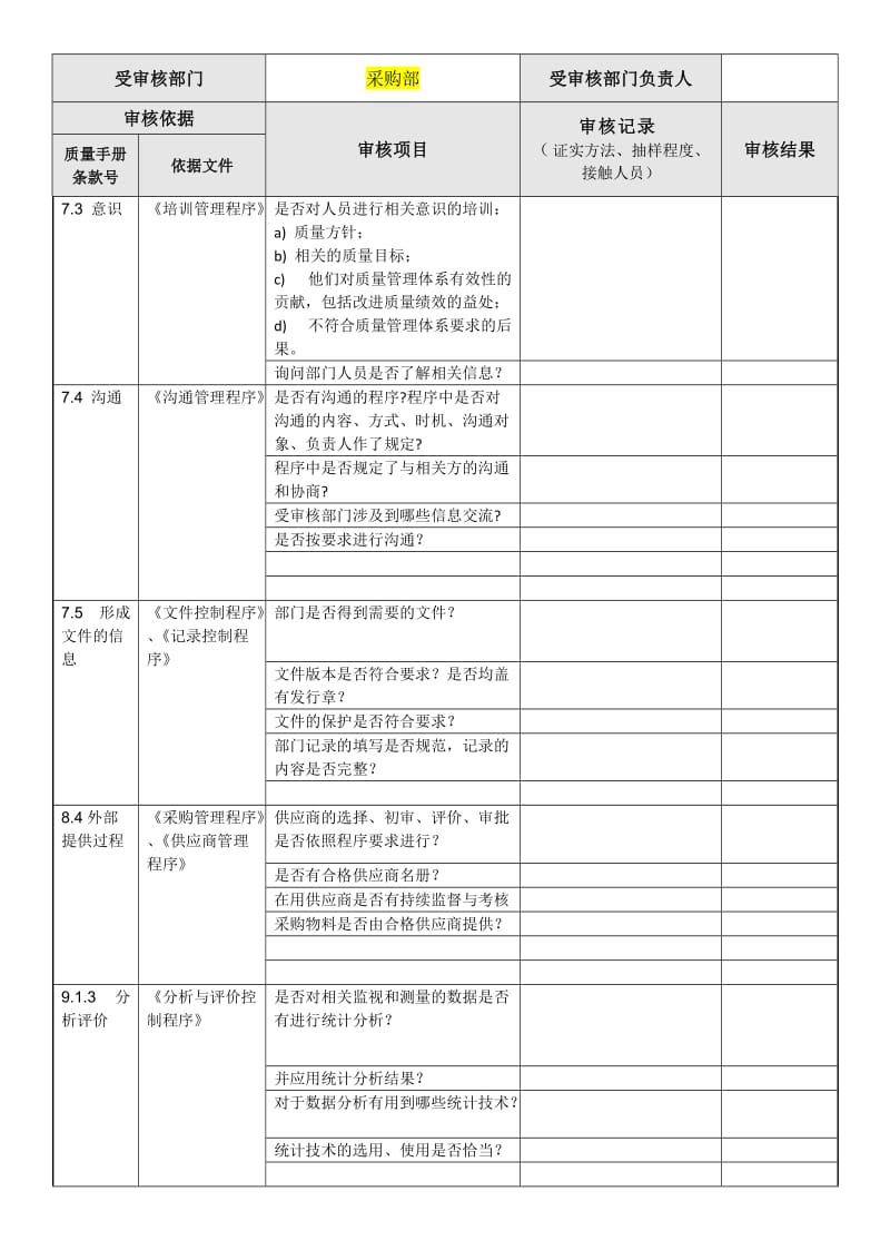 ISO内部审核检查表.doc_第2页