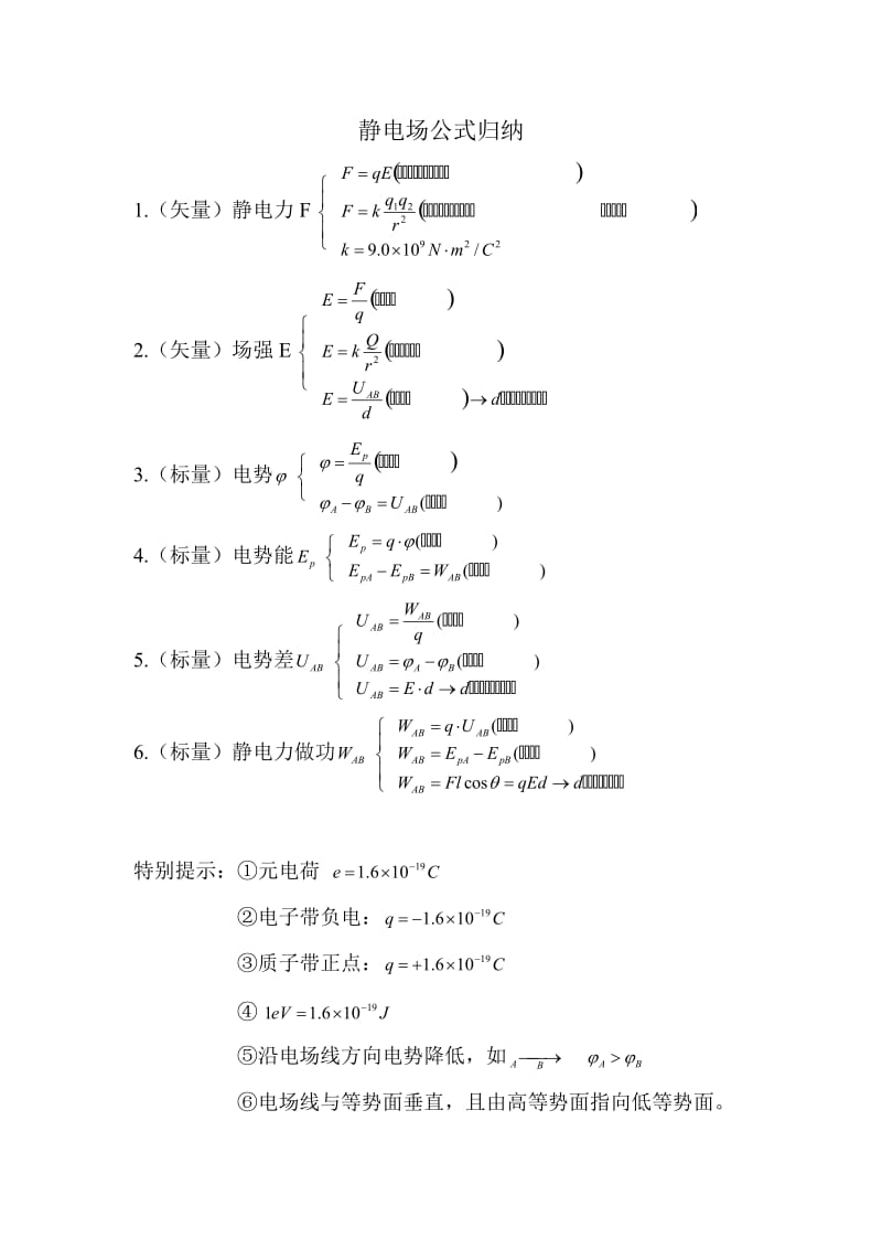 静电场公式归纳.doc_第1页