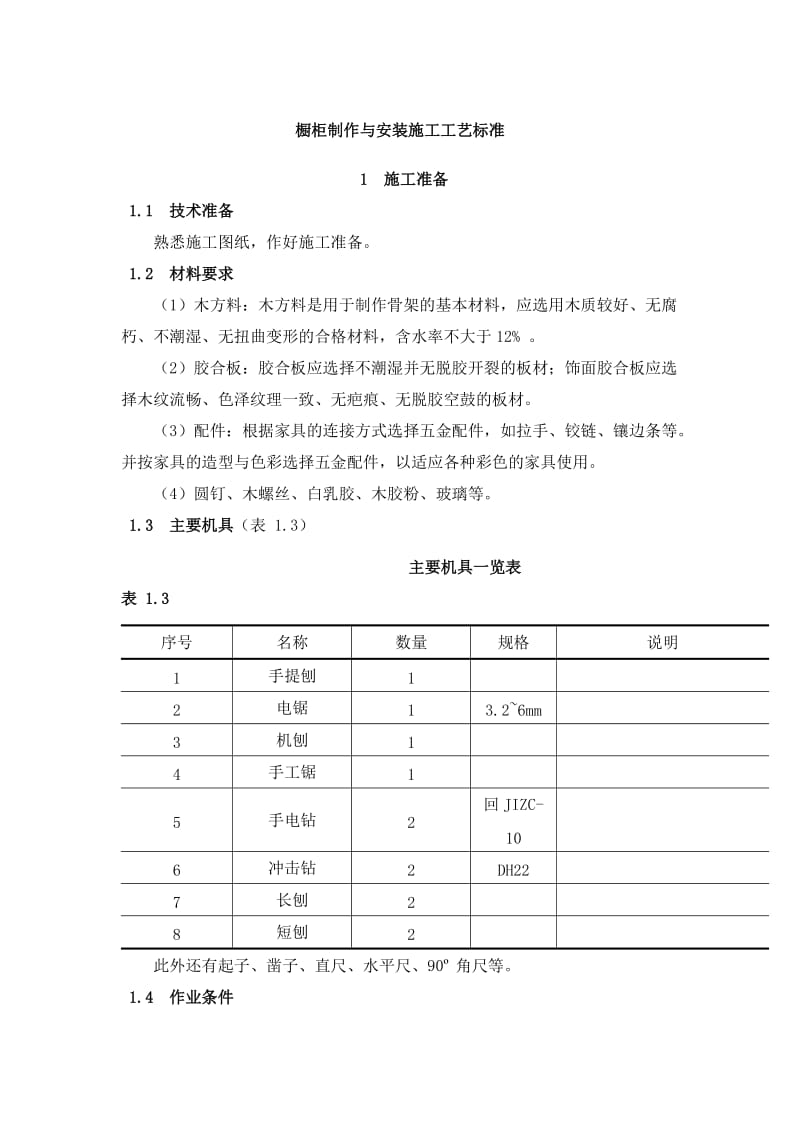 橱柜制作与安装施工工艺标准.doc_第1页