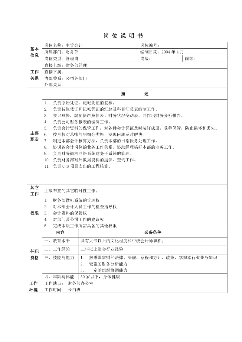 岗位说明书-财务部.doc_第3页