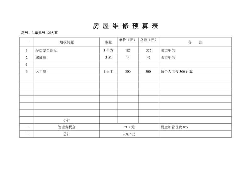 房屋维修预算表.doc_第2页