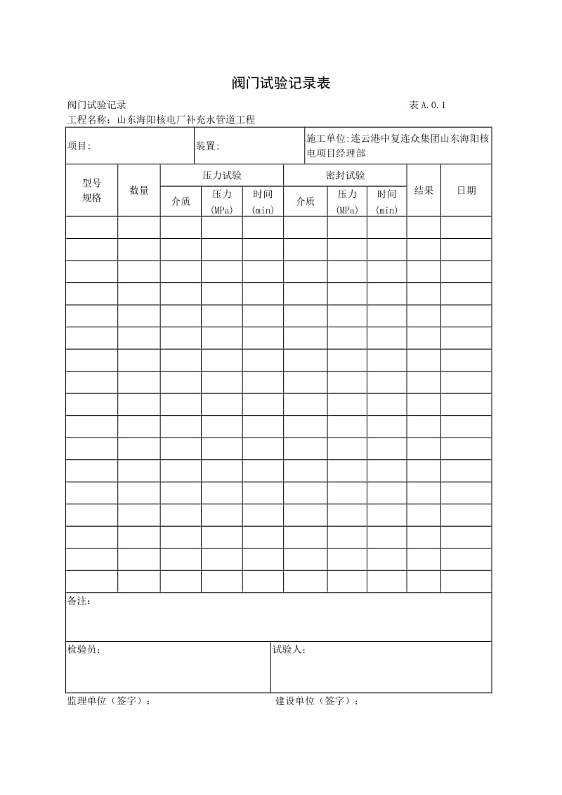 阀门试验记录表.doc_第1页