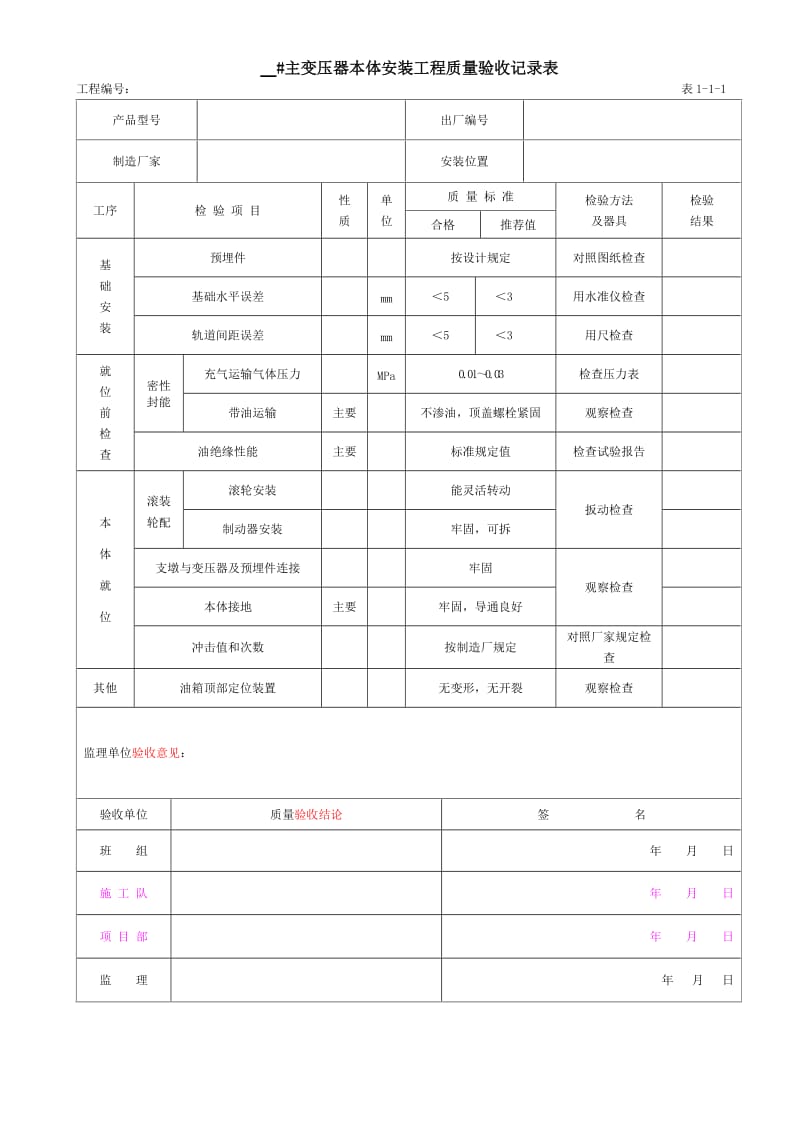 变压器质量验收表格.doc_第3页