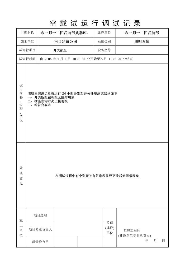 空载试运行记录.doc_第1页