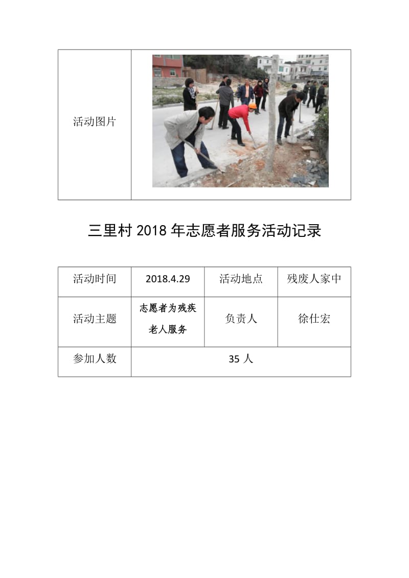 三里村2018年志愿者服务活动记录.doc_第2页