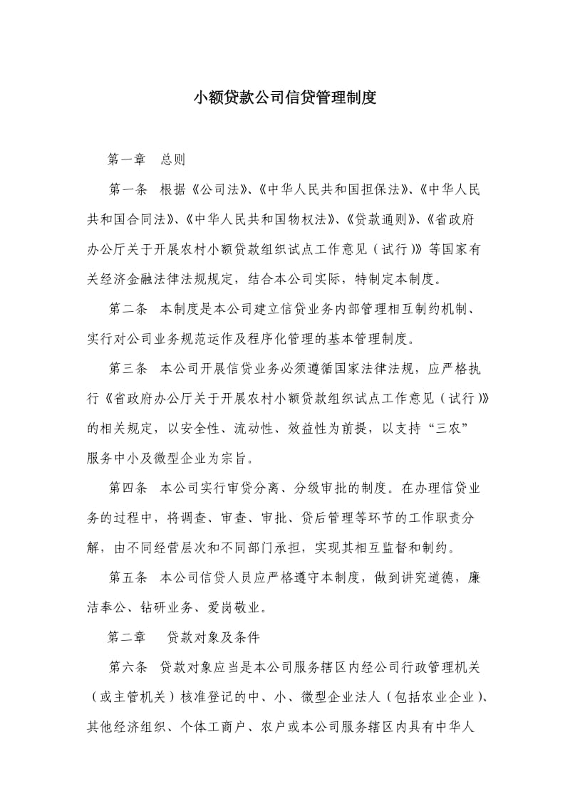 小额贷款公司信贷管理文件.doc_第1页