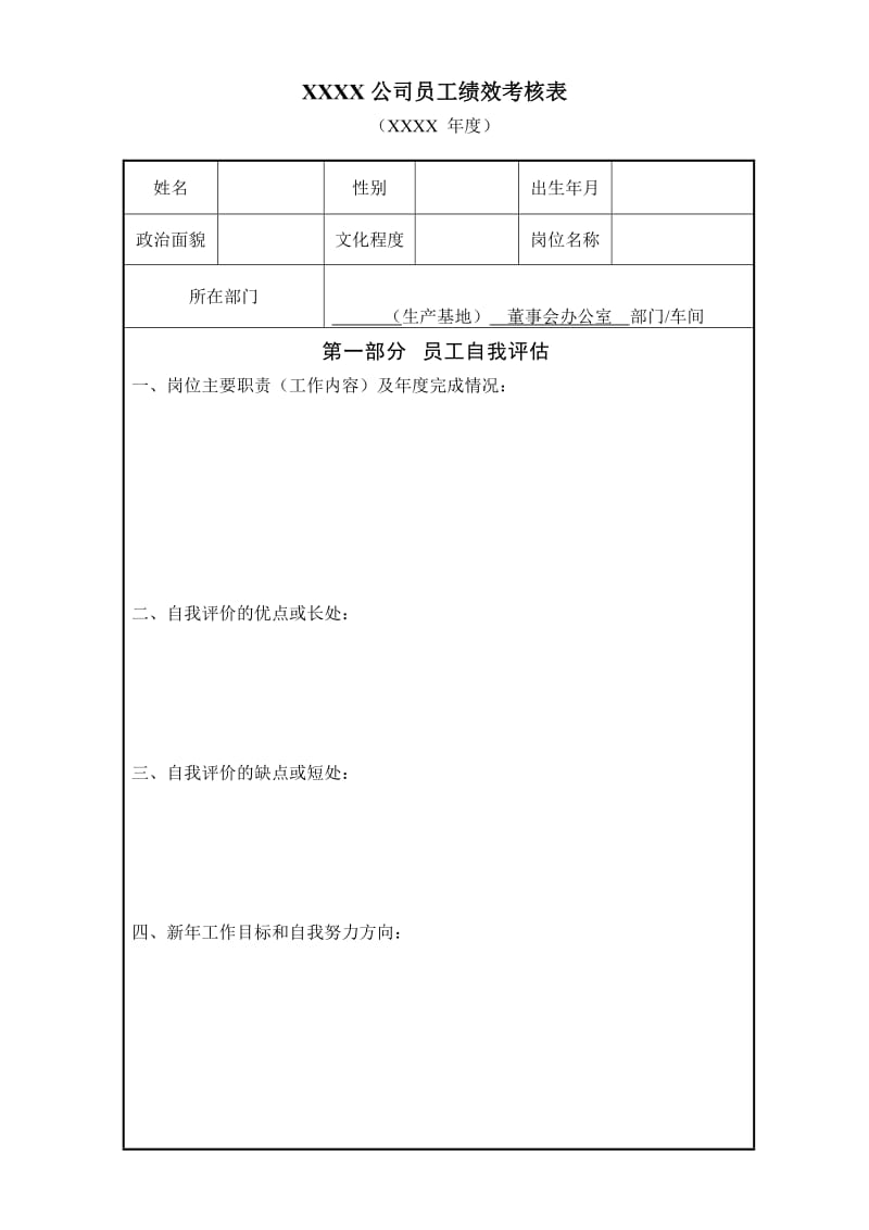 年度员工绩效考核表模板.doc_第1页