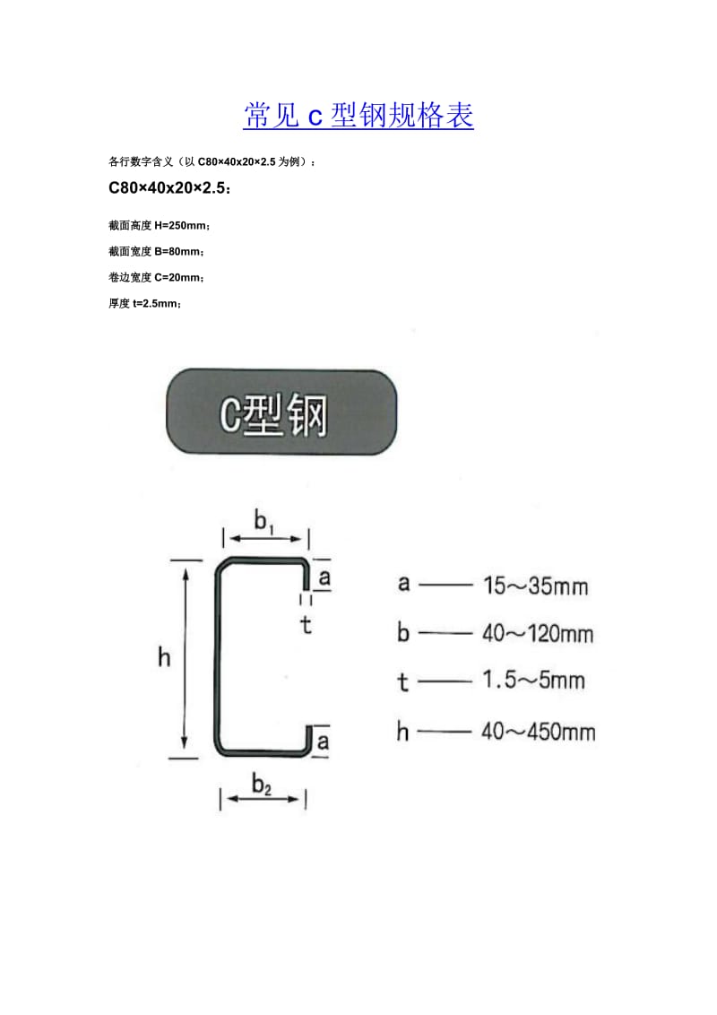 常见c型钢规格表.doc_第1页