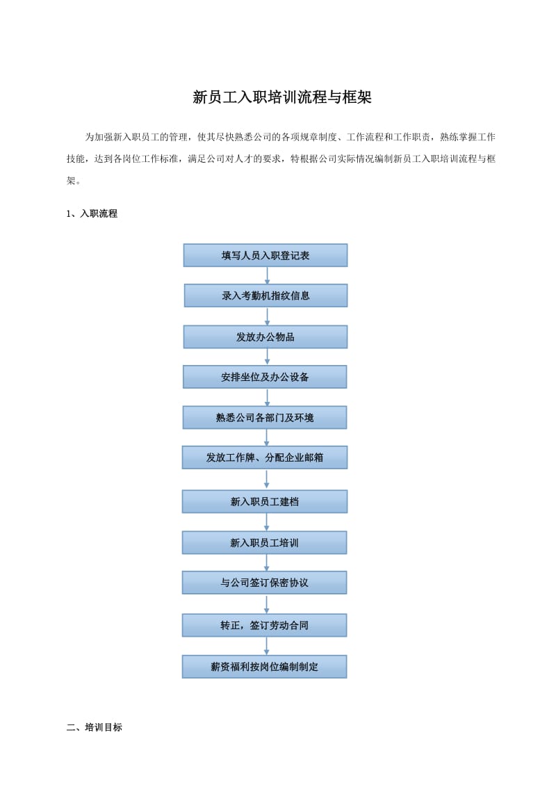 新员工入职培训流程与框架.doc_第1页