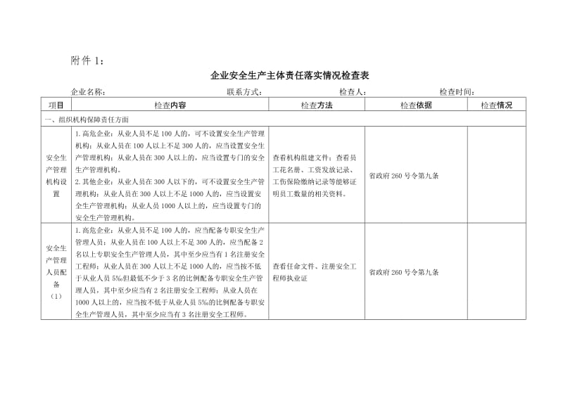 企业安全生产主体责任落实情况检查表.doc_第1页