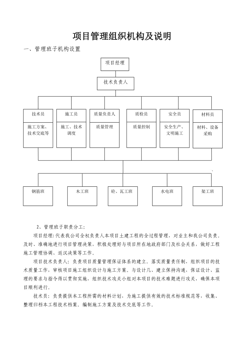 项目管理组织机构及说明.doc_第1页