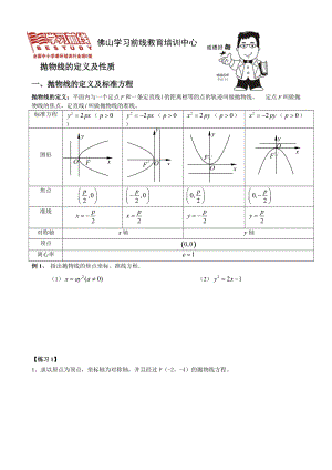 拋物線線及拋物線的性質(zhì).doc