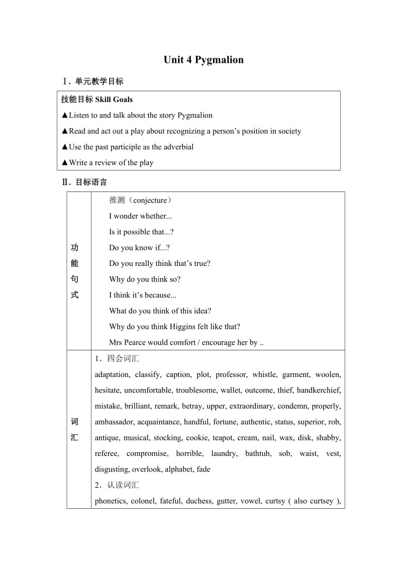 Unit4Pygmalion教案.doc_第1页