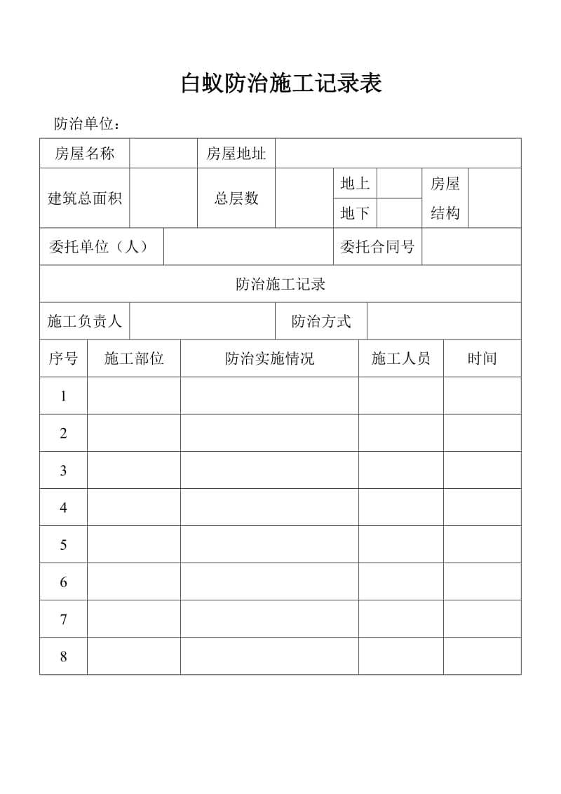 白蚁防治施工记录表.doc_第1页