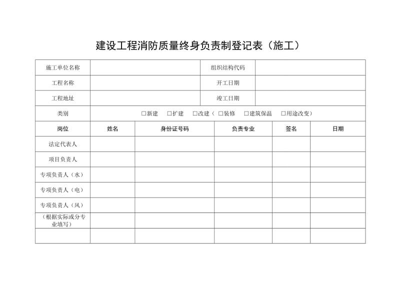 建设工程消防质量终身负责制登记表(范本).doc_第1页