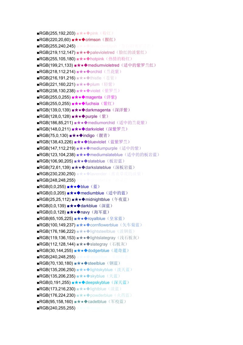 颜色RGB对照表(所有颜色大全).doc_第1页