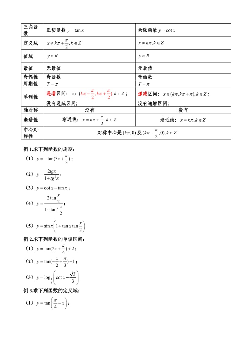 正切函数和余切函数的图像和性质.doc_第2页