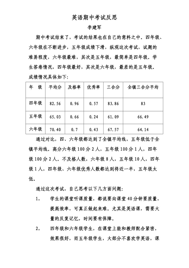 英语期中考试反思.doc_第1页