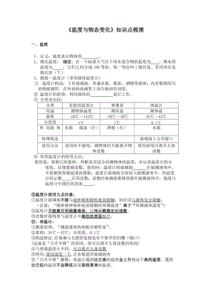 《溫度與物態(tài)變化》知識(shí)點(diǎn)梳理非常好.doc