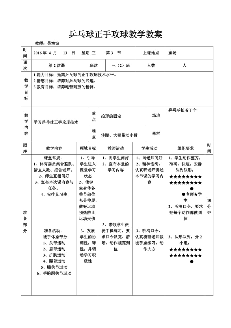 乒乓球正手攻球技术教案.doc_第1页