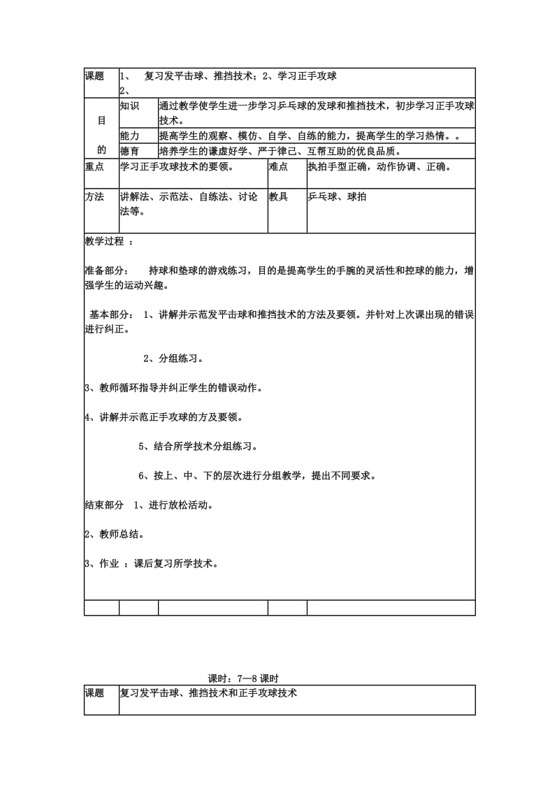 小学校本课程乒乓球教案.doc_第2页