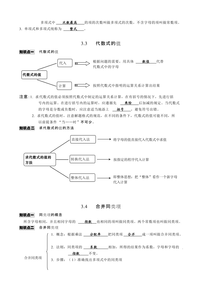 苏科版七上第三章代数式知识点总结.doc_第2页