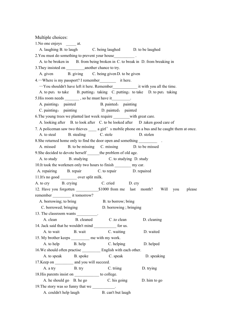 英语固定搭配+ing句型及练习.doc_第3页