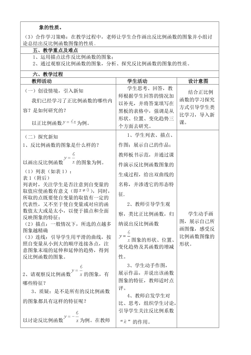 《反比例函数的图象和性质》教学设计.doc_第2页