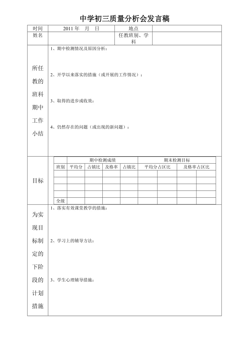 中学初三质量分析会发言稿.doc_第1页