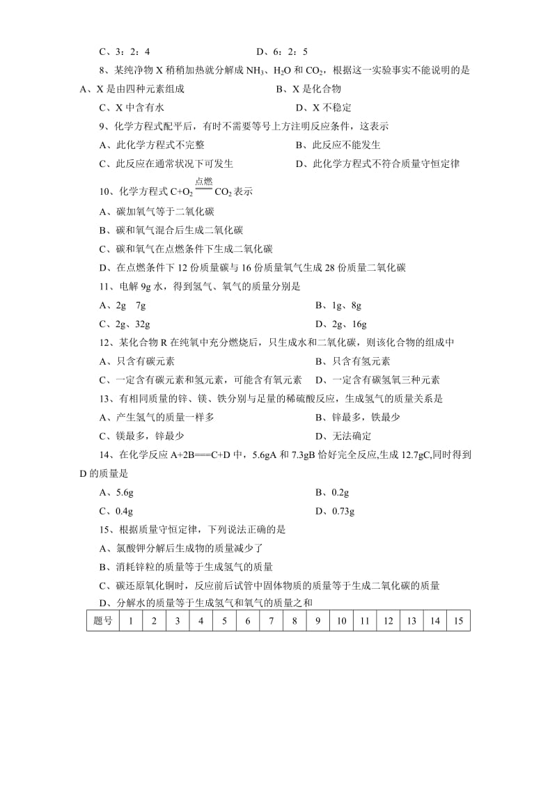 初三化学第五单元测试题.doc_第2页