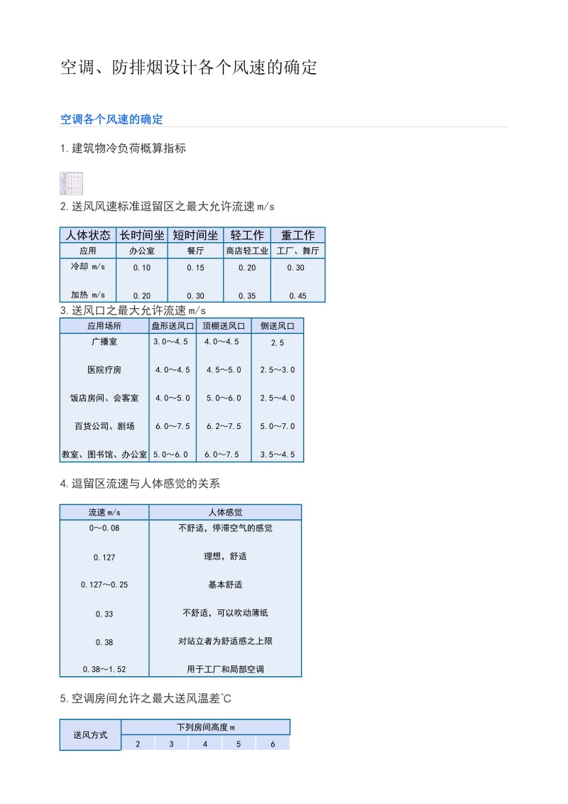 空调、防排烟设计各个风速的确定.doc_第1页