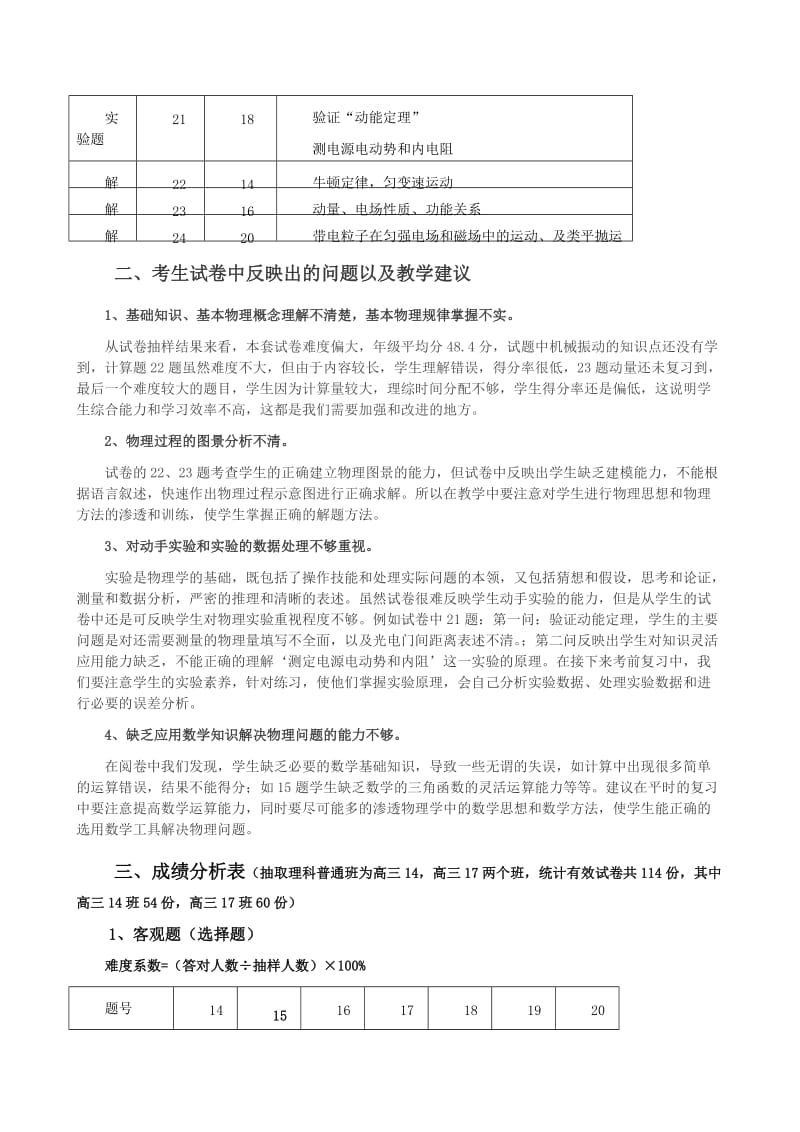 高三物理模拟考试试卷分析.doc_第2页