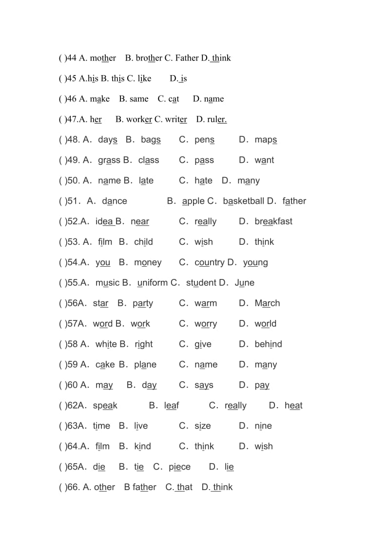 七年级英语单词辨音专项练习.doc_第3页