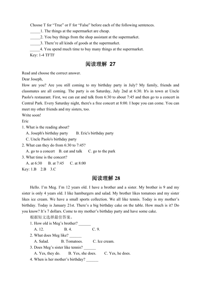 七年级英语阅读理解50篇.doc_第3页