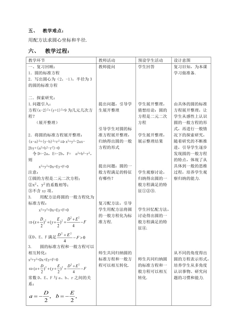 《圆的一般方程》教学设计与反思.doc_第2页