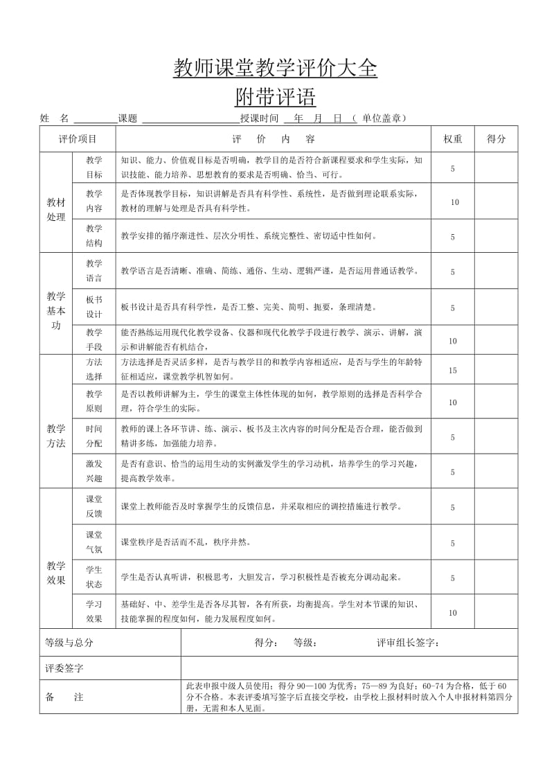 教师课堂教学评价大全.doc_第1页