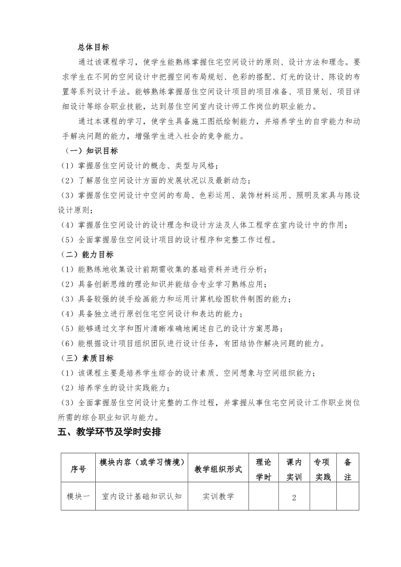 环境艺术设计《居住空间设计》课程教学标准.doc_第2页