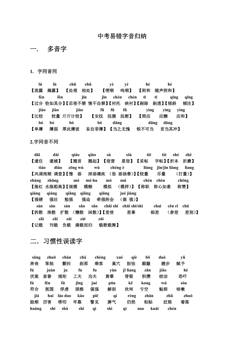 中考易错字音字形归纳.doc_第1页