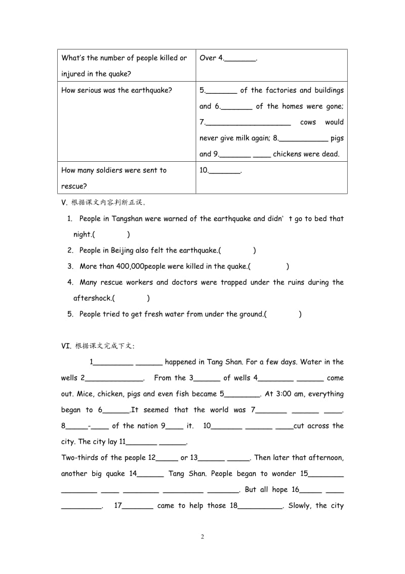 高中英语：Unit 4 EarthquakesReading（新人教必修1）_第2页