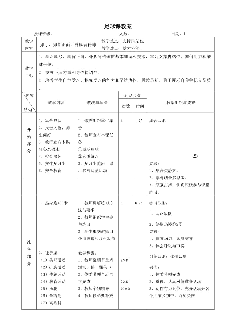 初中足球课教案-(全部).doc_第1页