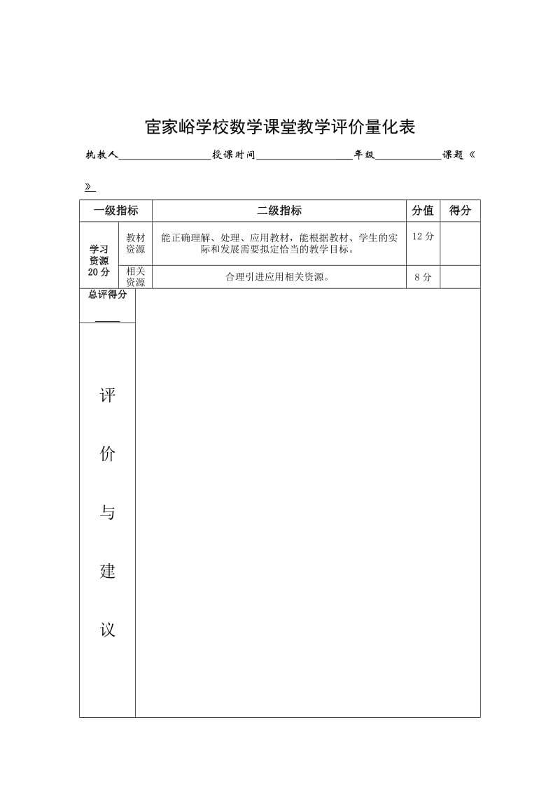 小学数学课堂教学评价表.doc_第2页