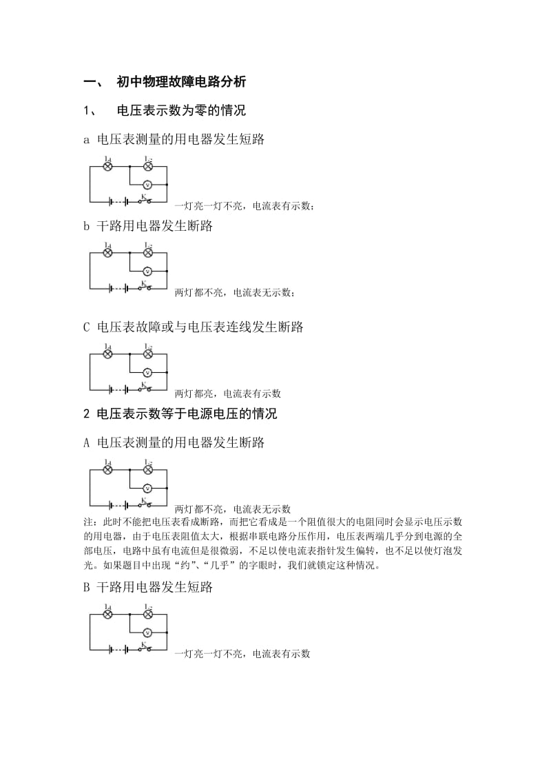 初中物理电路故障及动态电路分析.doc_第1页