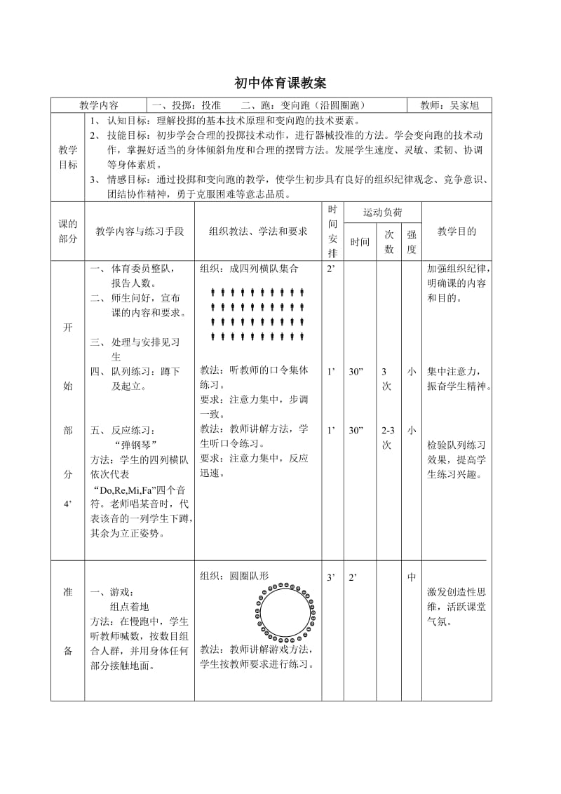 初中体育教案及反思.doc_第2页