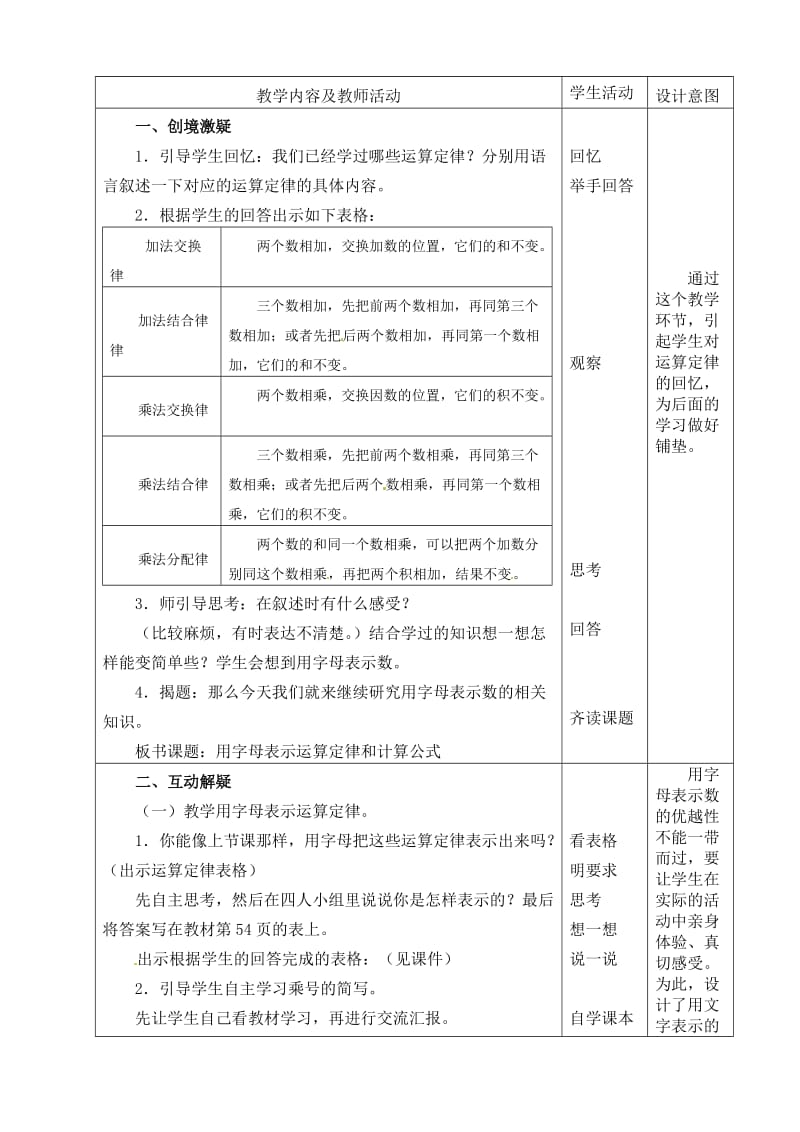 《用字母表示运算定律和公式》教学设计.doc_第2页